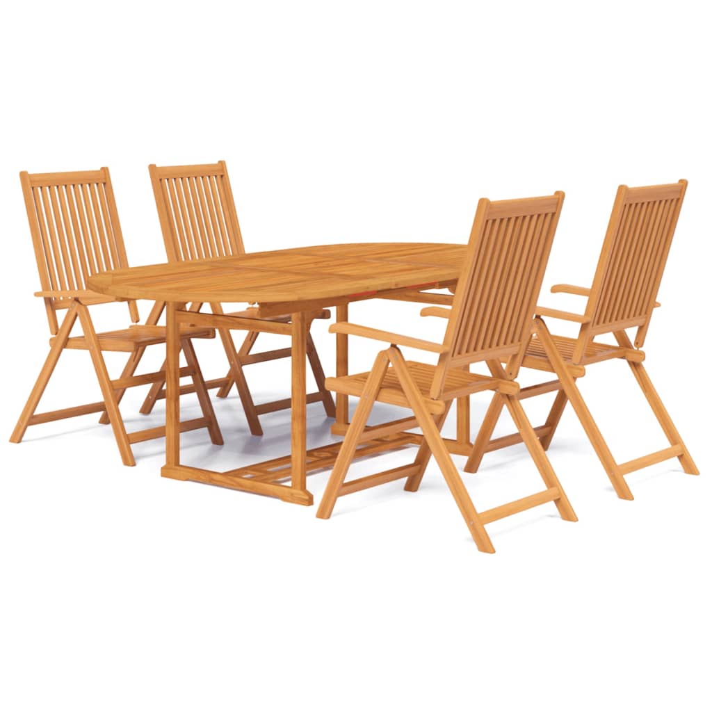 5 Piece Garden Dining Set Solid Acacia Wood 150-200 cm
