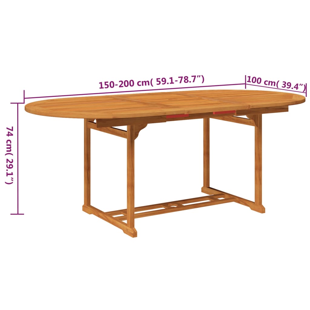 5 Piece Garden Dining Set Solid Acacia Wood 150-200 cm