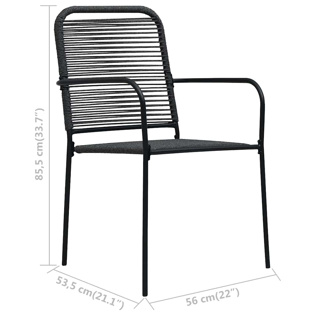 5 Piece Garden Dining Set Cotton Rope and Steel Black