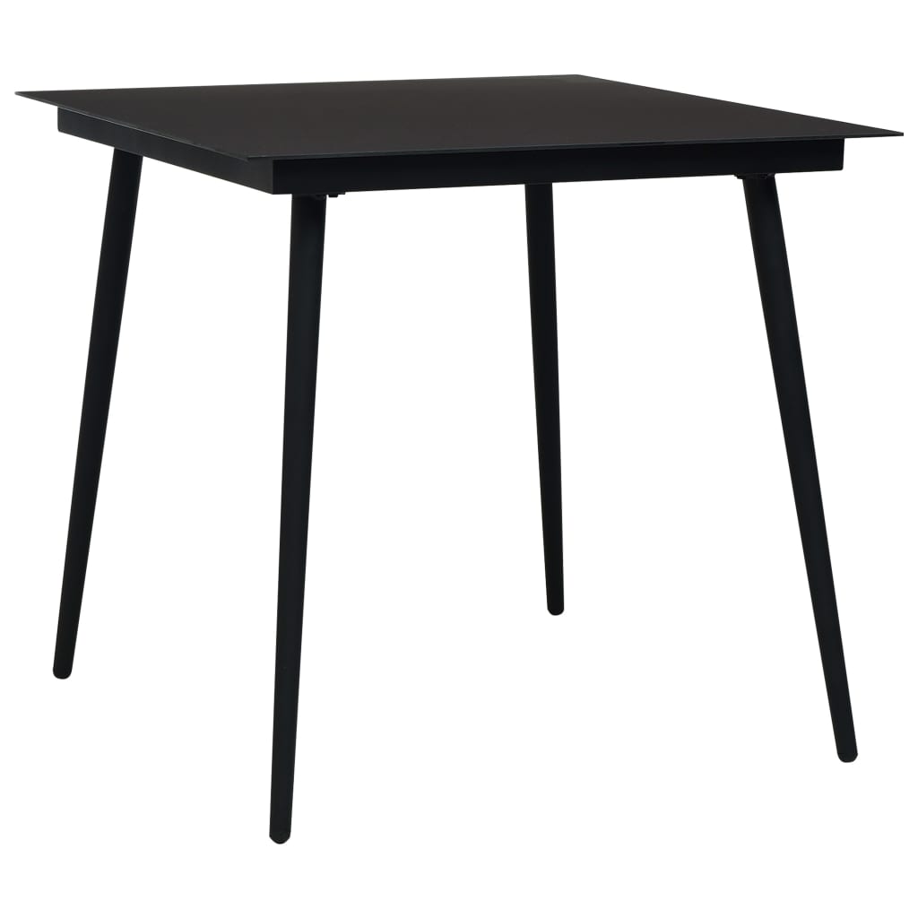 Dining Set | Black | Cotton rope, powder-coated steel, tempered glass