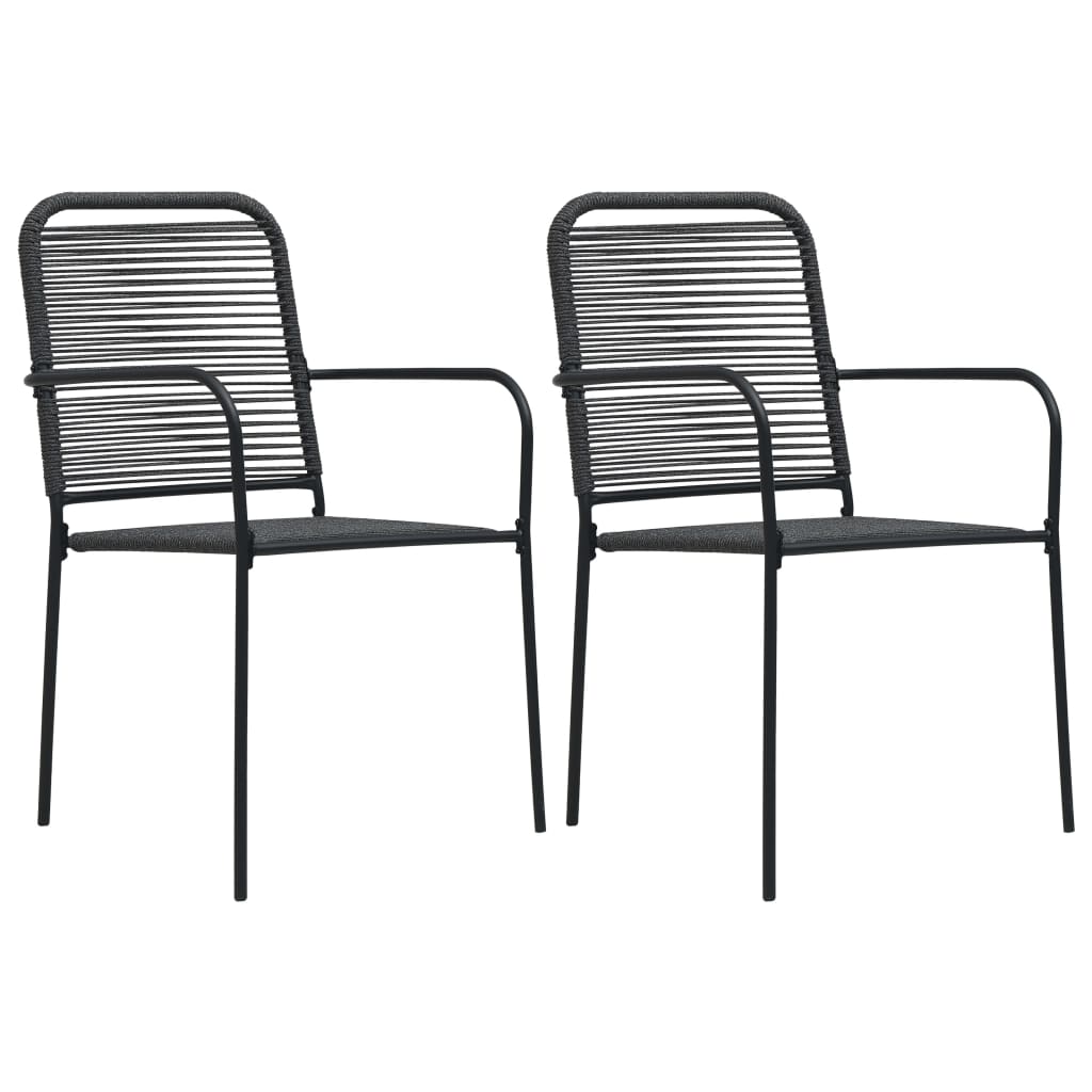 Dining Set | Black | Cotton rope, powder-coated steel, tempered glass