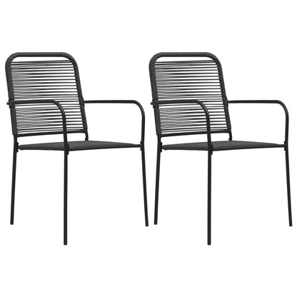 Dining Set | Black | Cotton rope, powder-coated steel, tempered glass