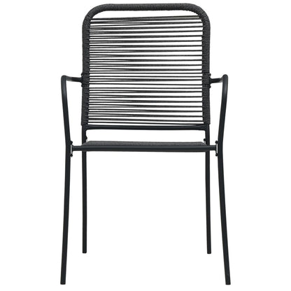 Dining Set | Black | Cotton rope, powder-coated steel, tempered glass