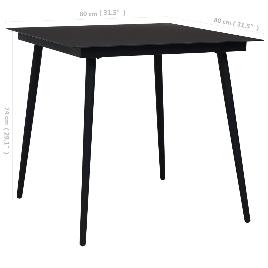 Dining Set | Black | Cotton rope, powder-coated steel, tempered glass