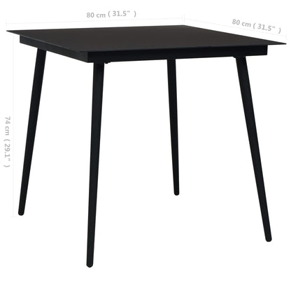 Dining Set | Black | Cotton rope, powder-coated steel, tempered glass