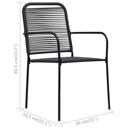 Dining Set | Black | Cotton rope, powder-coated steel, tempered glass