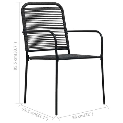 3 Piece Garden Dining Set Cotton Rope and Steel Black
