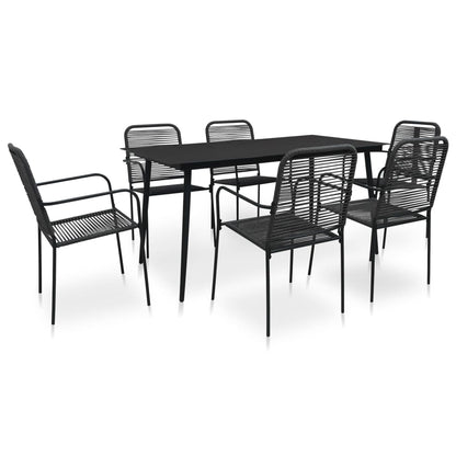 Dining Set | Black | Cotton rope, powder-coated steel, tempered glass