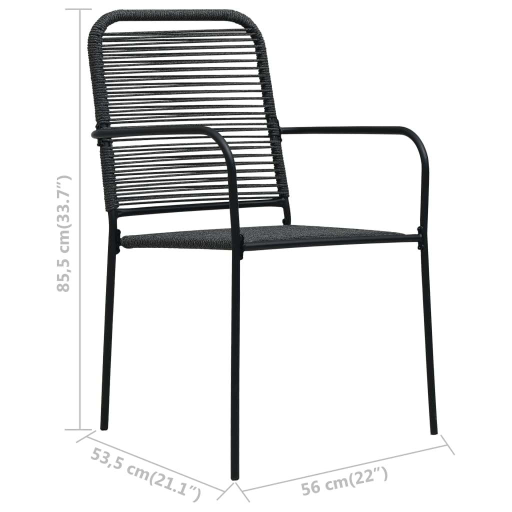 Dining Set | Black | Cotton rope, powder-coated steel, tempered glass