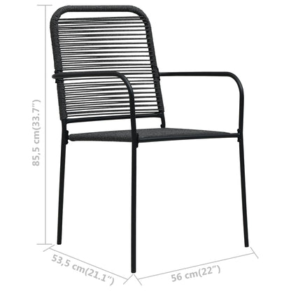 Dining Set | Black | Cotton rope, powder-coated steel, tempered glass