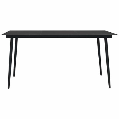 7 Piece Garden Dining Set Cotton Rope and Steel Black