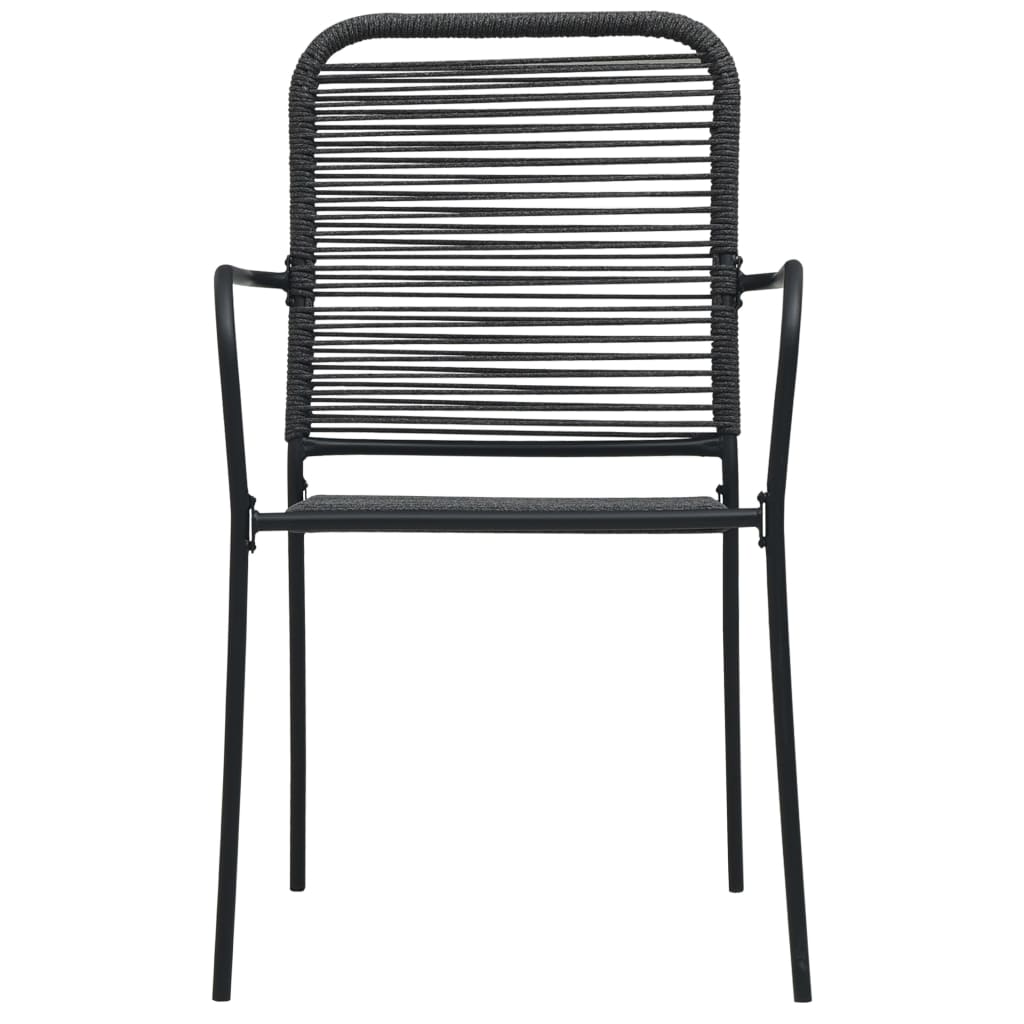 Dining Set | Black | Cotton rope, powder-coated steel, tempered glass