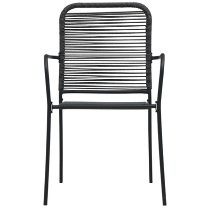 Dining Set | Black | Cotton rope, powder-coated steel, tempered glass