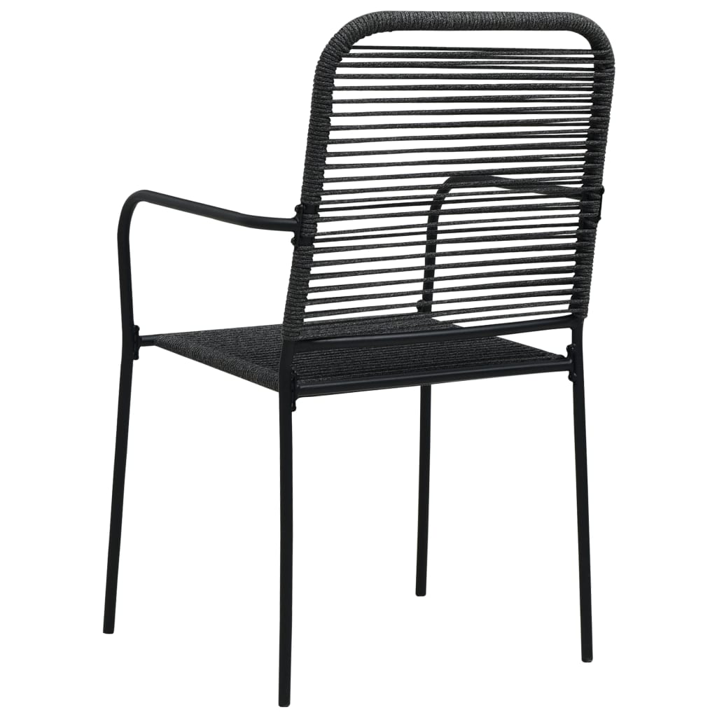 Dining Set | Black | Cotton rope, powder-coated steel, tempered glass