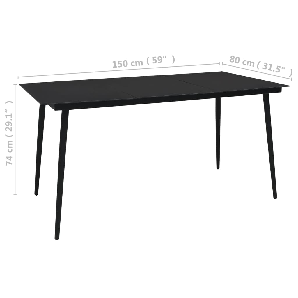 Dining Set | Black | Cotton rope, powder-coated steel, tempered glass