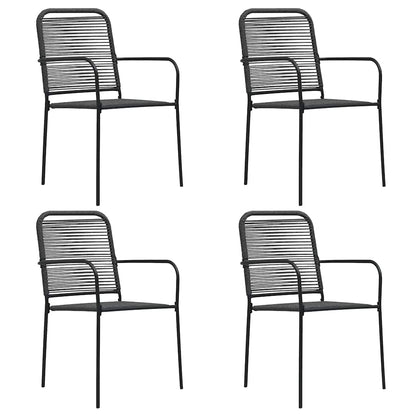 Dining Set | Black | Cotton Rope, Powder-Coated Steel, Tempered Glass