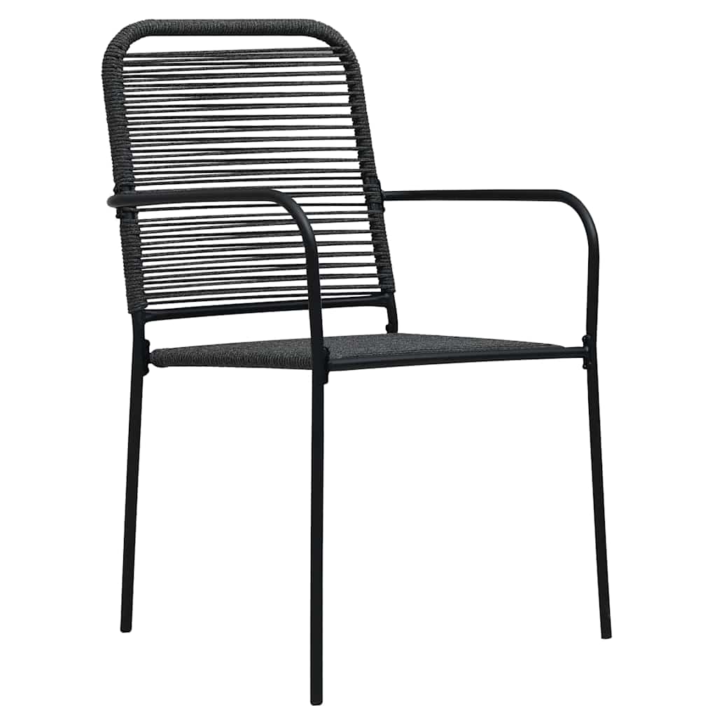 Dining Set | Black | Cotton Rope, Powder-Coated Steel, Tempered Glass