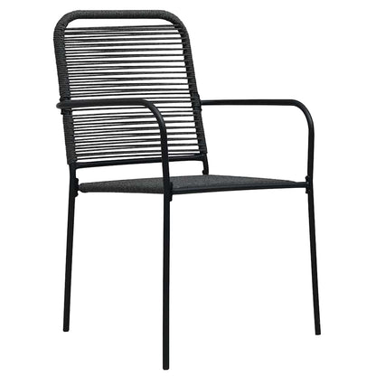 Dining Set | Black | Cotton Rope, Powder-Coated Steel, Tempered Glass