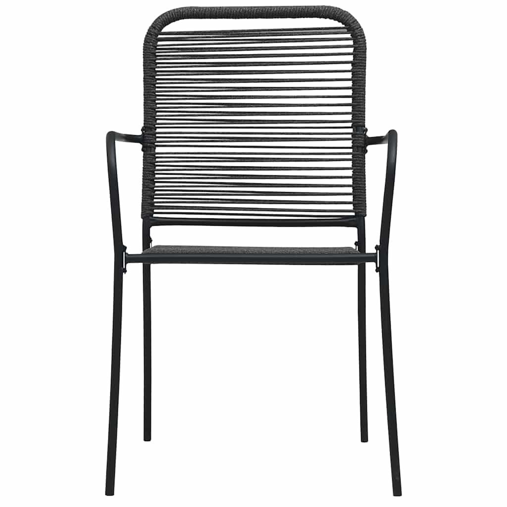 Dining Set | Black | Cotton Rope, Powder-Coated Steel, Tempered Glass