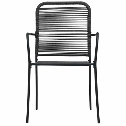Dining Set | Black | Cotton Rope, Powder-Coated Steel, Tempered Glass