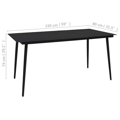 Dining Set | Black | Cotton Rope, Powder-Coated Steel, Tempered Glass