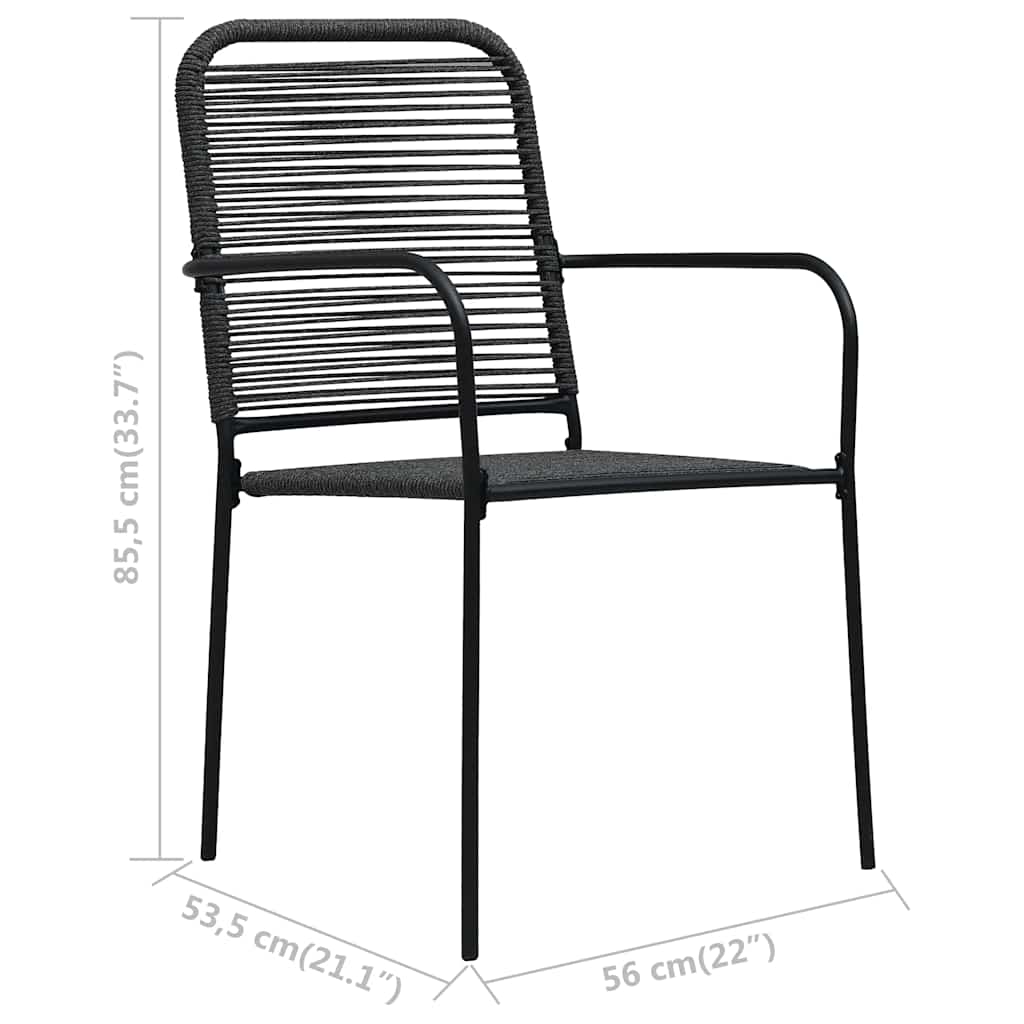 Dining Set | Black | Cotton Rope, Powder-Coated Steel, Tempered Glass