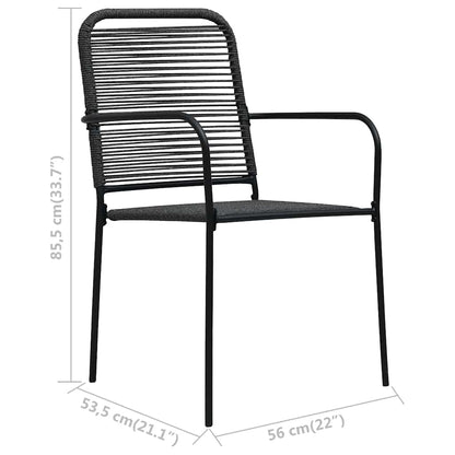 Dining Set | Black | Cotton Rope, Powder-Coated Steel, Tempered Glass