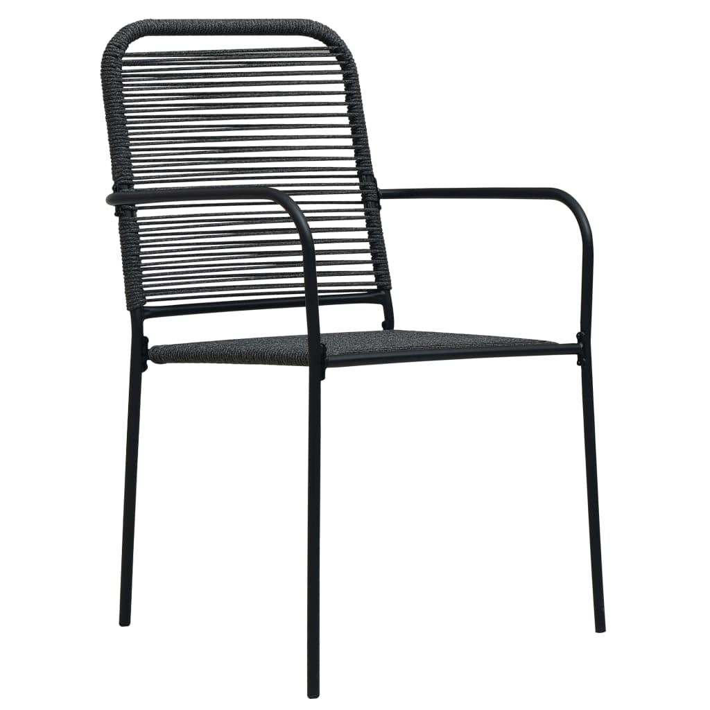 Dining Set | Black | Cotton rope, powder-coated steel, tempered glass