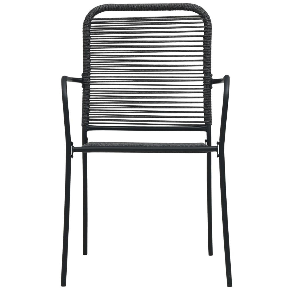 Dining Set | Black | Cotton rope, powder-coated steel, tempered glass