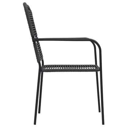 Dining Set | Black | Cotton rope, powder-coated steel, tempered glass