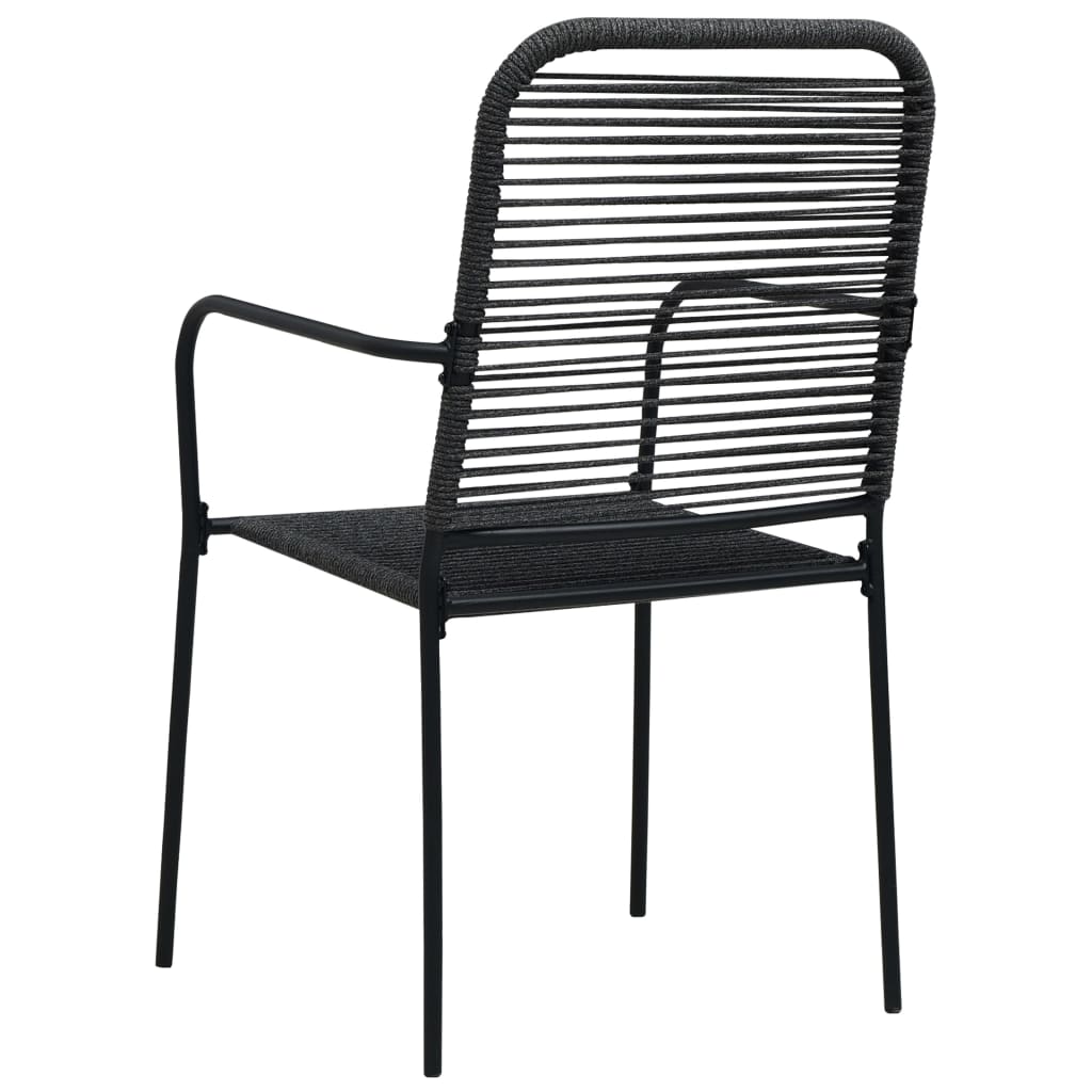 Dining Set | Black | Cotton rope, powder-coated steel, tempered glass
