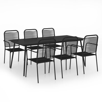 Dining Set | Black | Cotton Rope, Powder-Coated Steel, Tempered Glass
