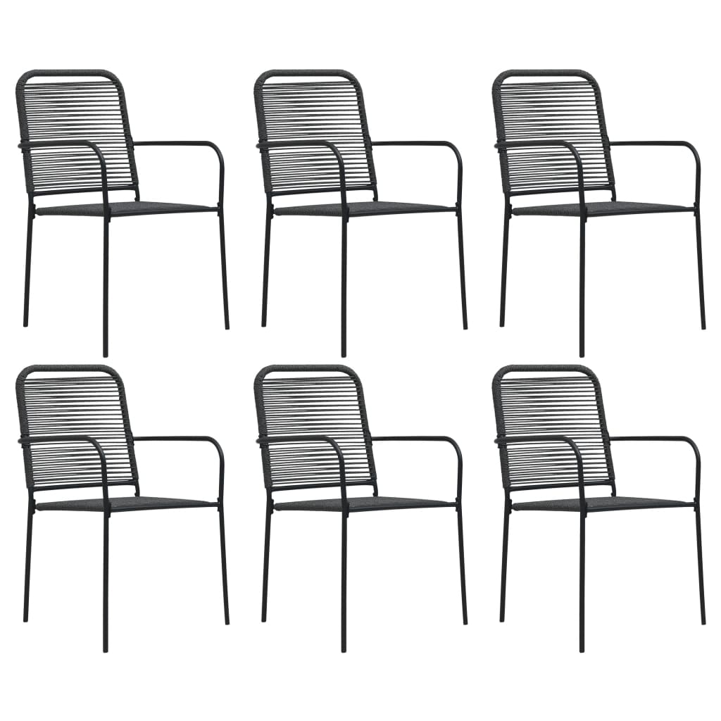 Dining Set | Black | Cotton Rope, Powder-Coated Steel, Tempered Glass