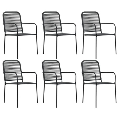 Dining Set | Black | Cotton Rope, Powder-Coated Steel, Tempered Glass