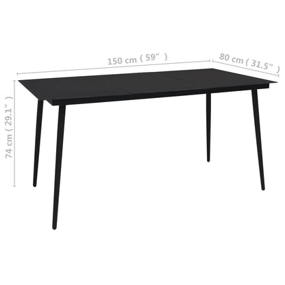 Dining Set | Black | Cotton Rope, Powder-Coated Steel, Tempered Glass