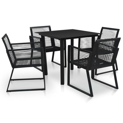 Dining Set | Black | PVC rattan, powder-coated steel, glass