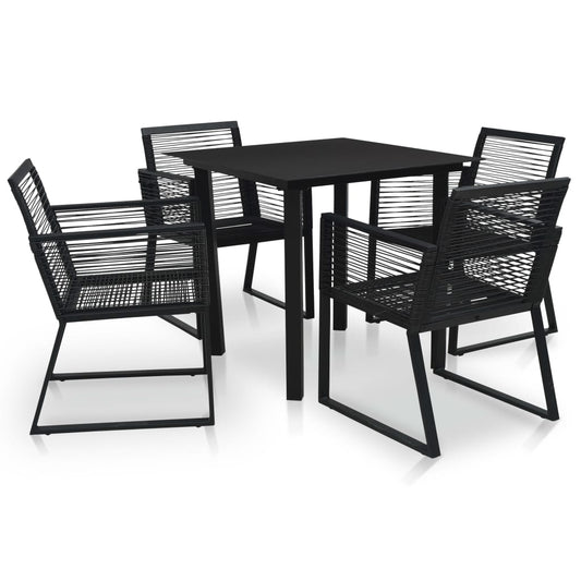 Dining Set | Black | PVC rattan, powder-coated steel, glass