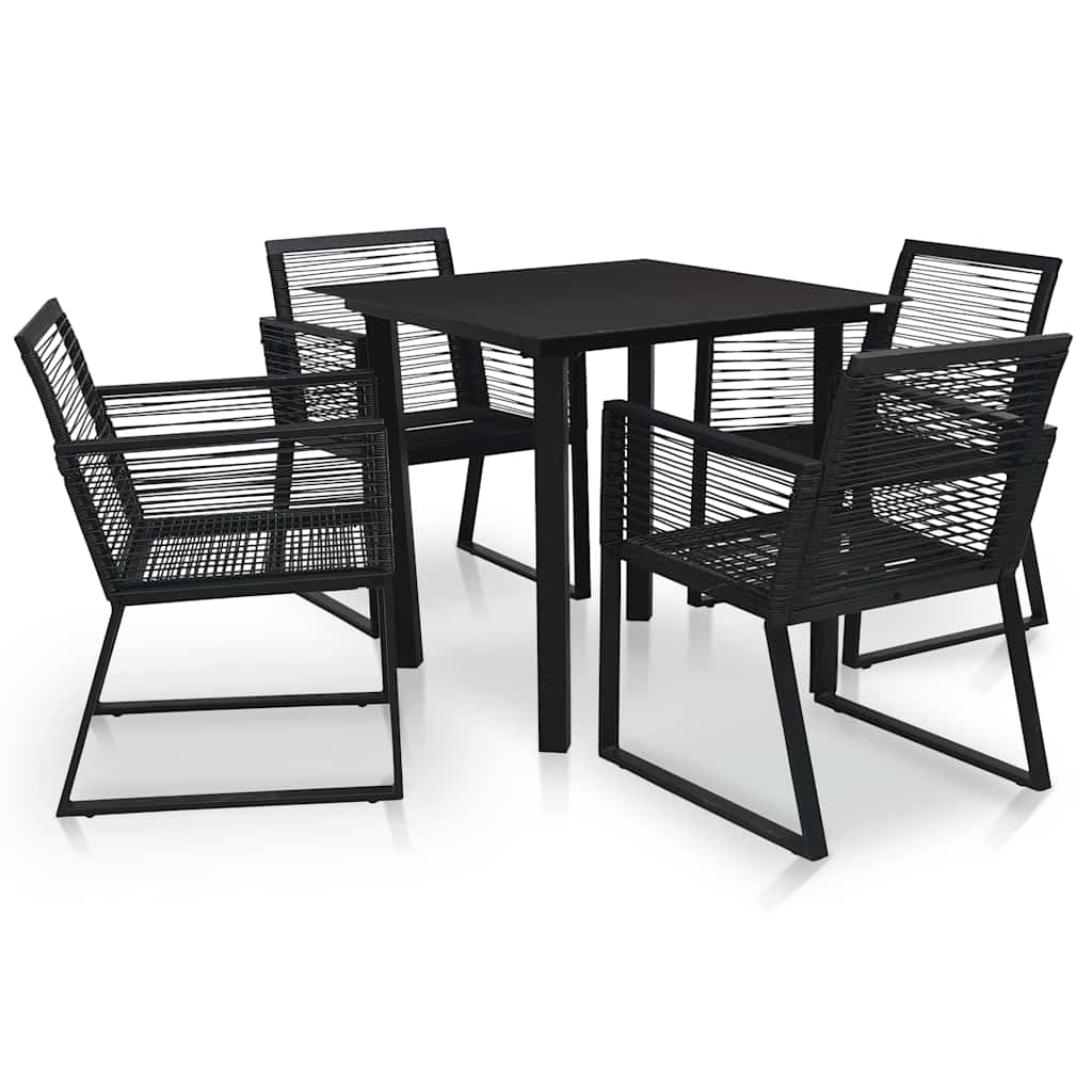 5 Piece Outdoor Dining Set PVC Rattan Black