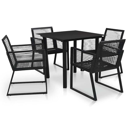 5 Piece Outdoor Dining Set PVC Rattan Black