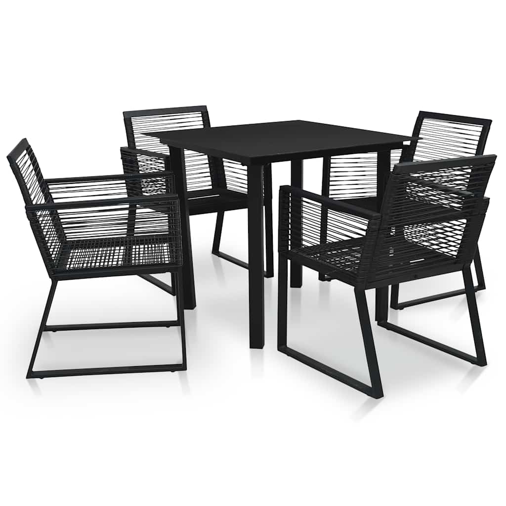 5 Piece Outdoor Dining Set PVC Rattan Black