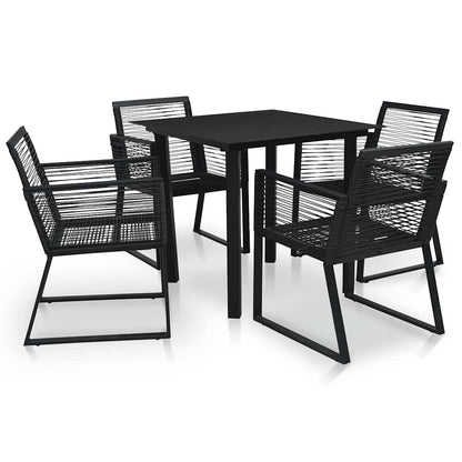 5 Piece Outdoor Dining Set PVC Rattan Black