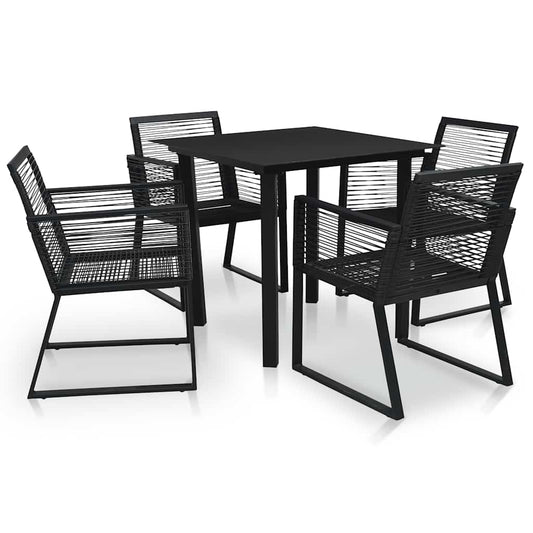 5 Piece Outdoor Dining Set PVC Rattan Black