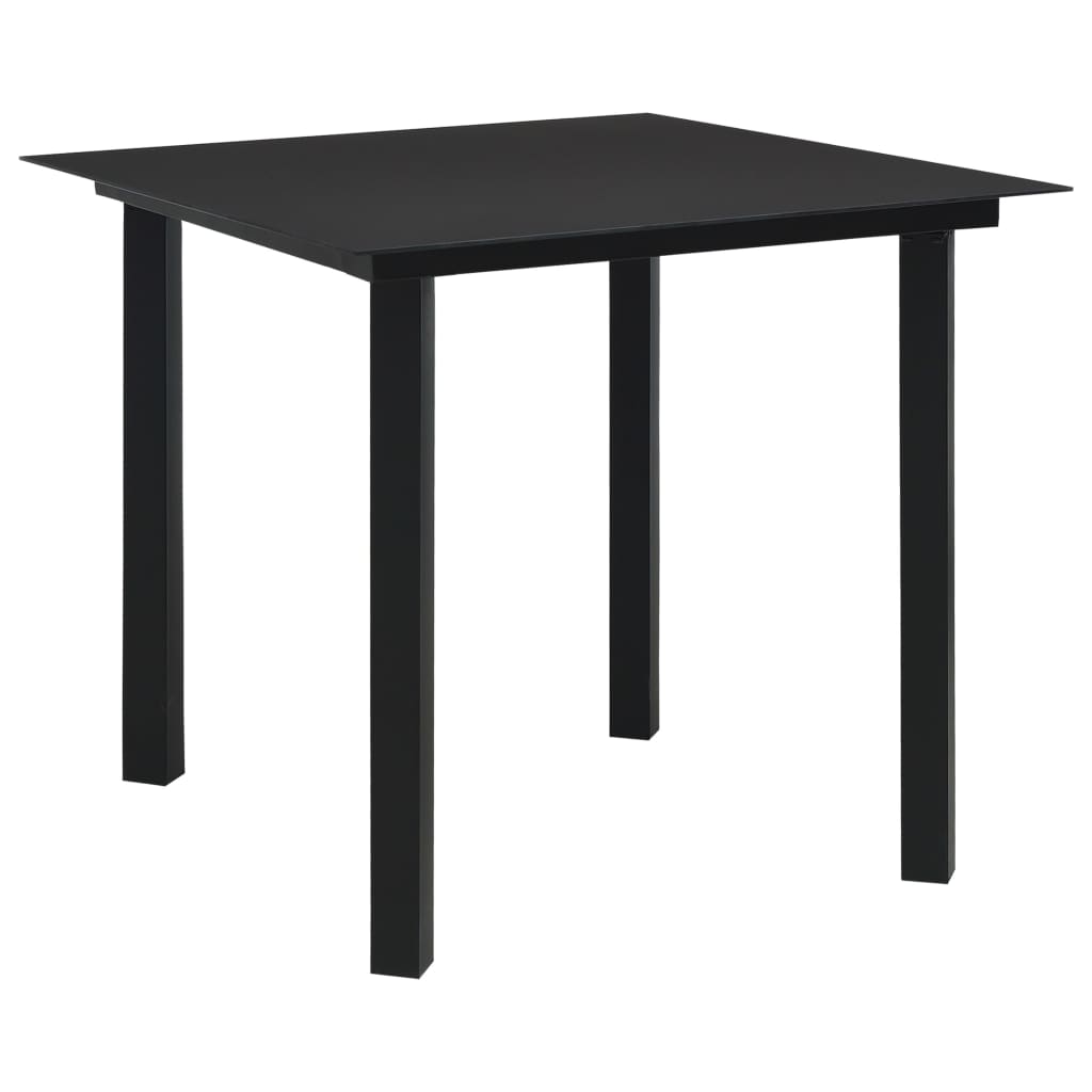 Dining Set | Black | PVC rattan, powder-coated steel, glass