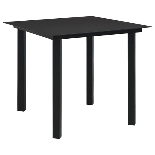 Dining Set | Black | PVC rattan, powder-coated steel, glass
