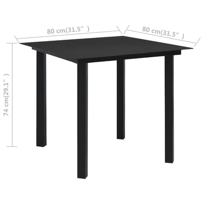 Dining Set | Black | PVC rattan, powder-coated steel, glass