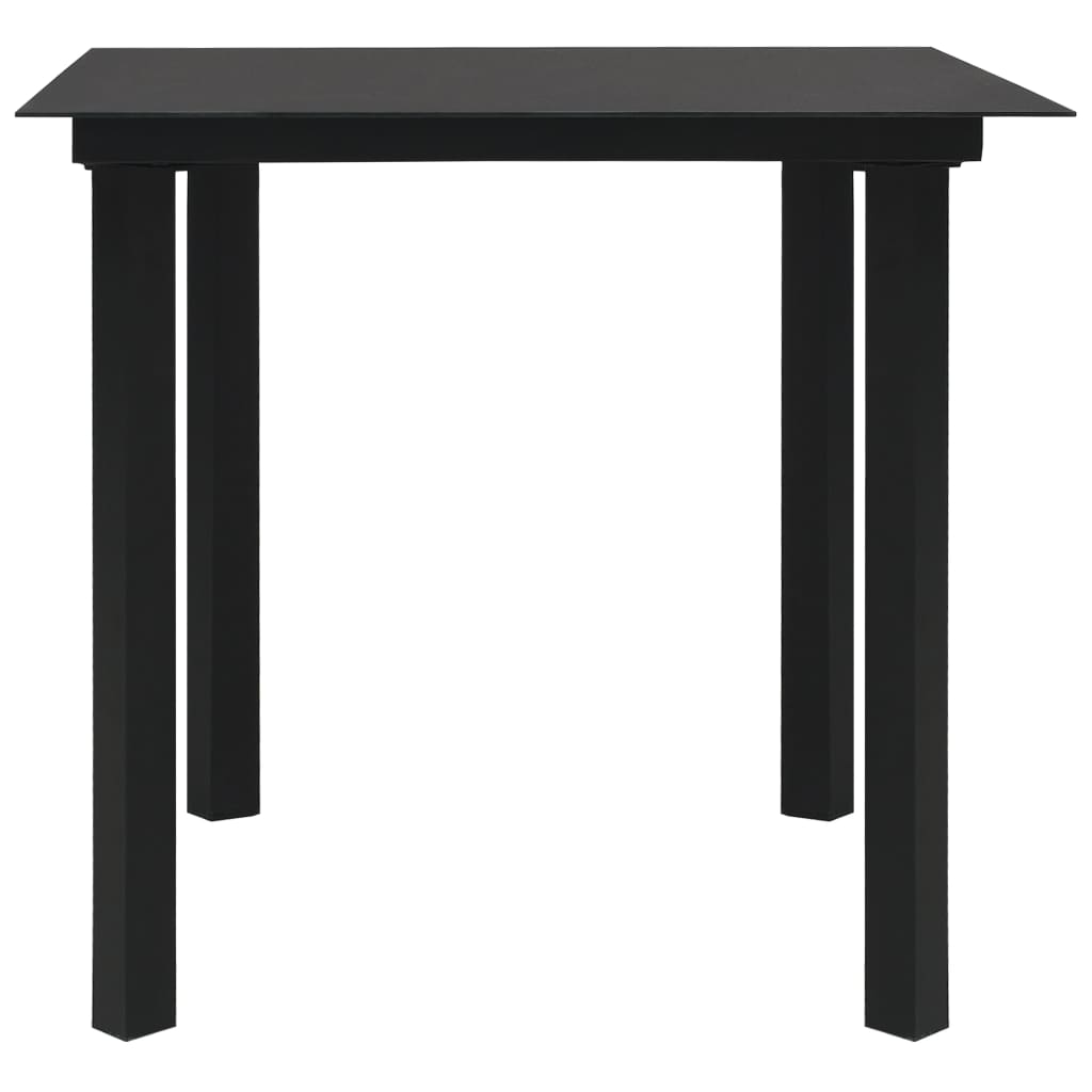 Dining Set | Black | PVC rattan, powder-coated steel, glass