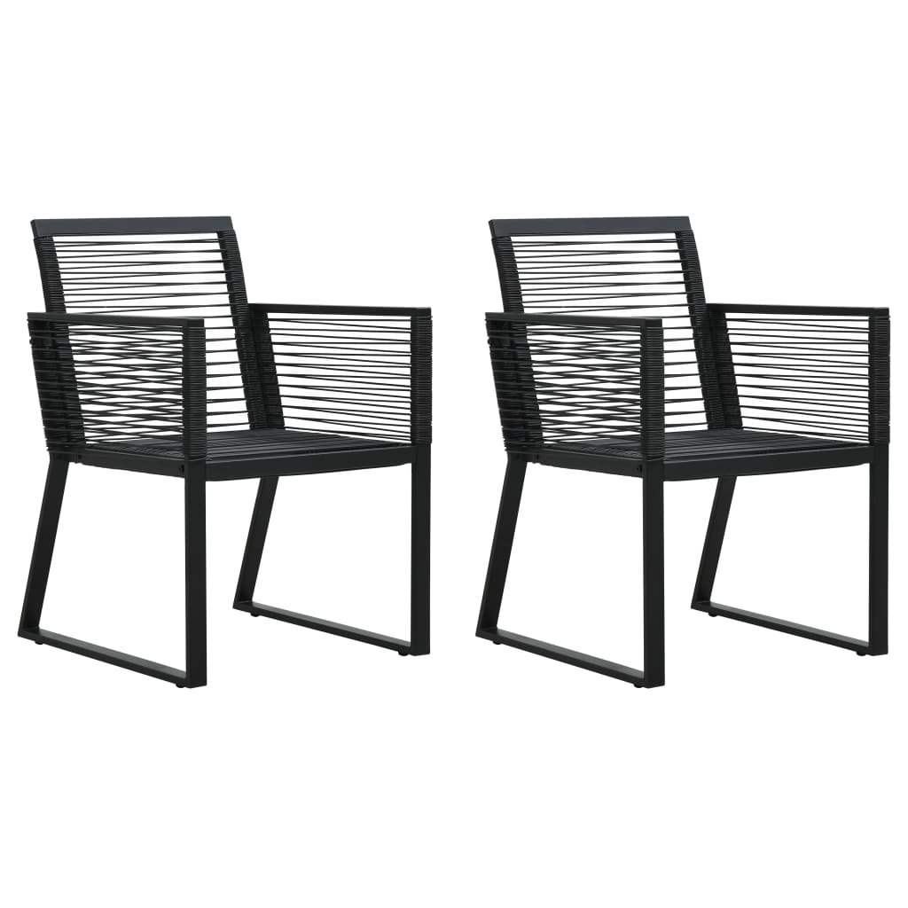 Dining Set | Black | PVC rattan, powder-coated steel, glass | Medium