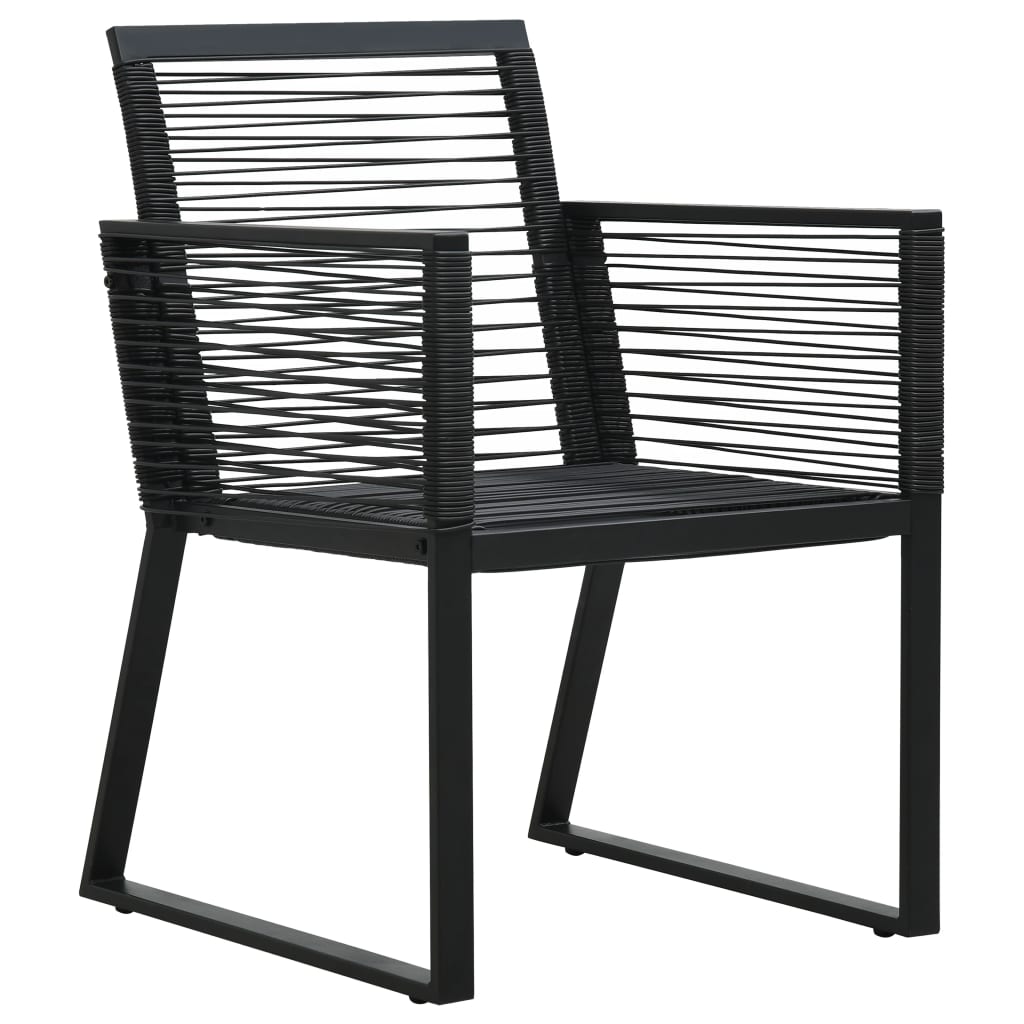 Dining Set | Black | PVC rattan, powder-coated steel, glass | Medium