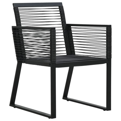 Dining Set | Black | PVC rattan, powder-coated steel, glass | Medium