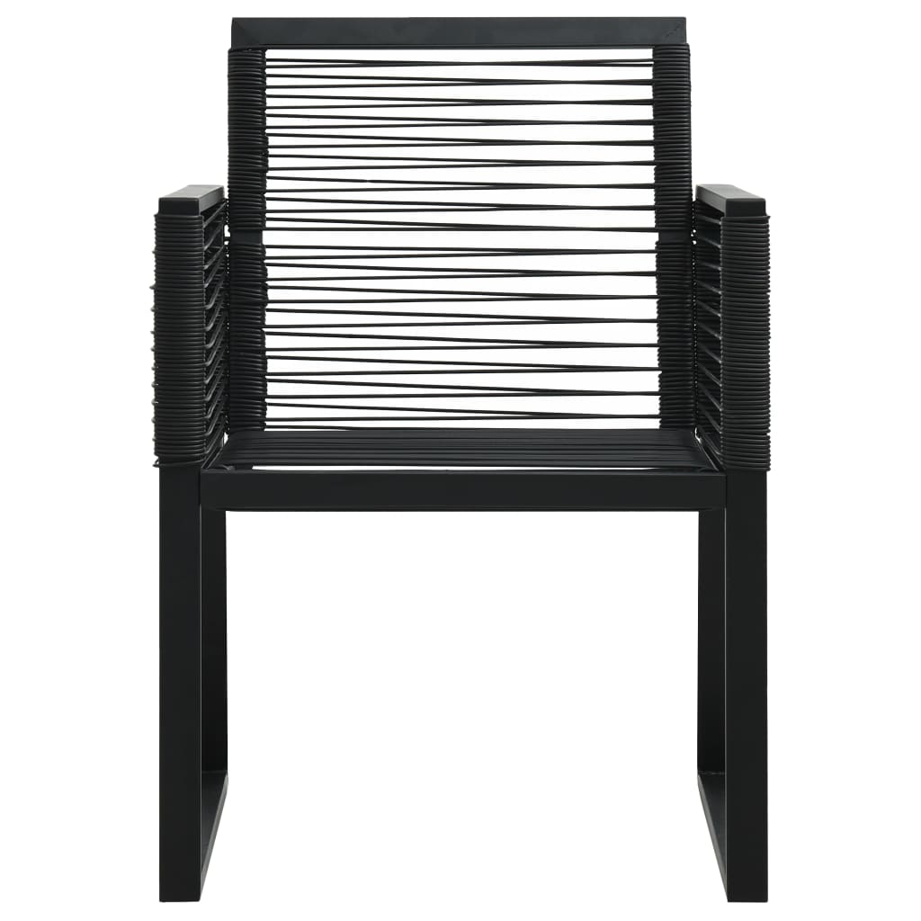Dining Set | Black | PVC rattan, powder-coated steel, glass | Medium